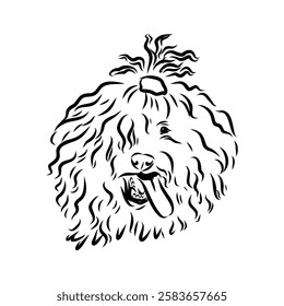 Minimalist puli dog logo design. Modern line art, vector, graphic, icon, illustration