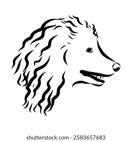 Minimalist puli dog logo design. Modern line art, vector, graphic, icon, illustration