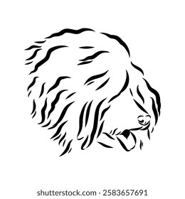 Minimalist puli dog logo design. Modern line art, vector, graphic, icon, illustration