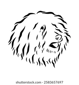 Minimalist puli dog logo design. Modern line art, vector, graphic, icon, illustration