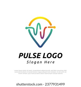 Minimalist pulse logo vector design template