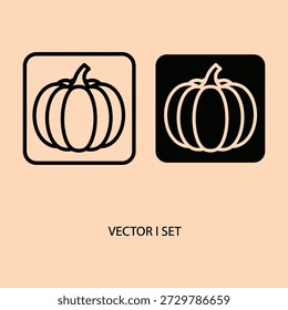 Conjunto de iconos de calabaza minimalista con contorno audaz y fondos en contraste de color beige y negro Diseño de Vector Líneas limpias Estética elegante y moderna para proyectos gráficos y de diseño con temas de otoño