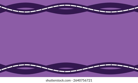 Minimalist purple background with curved dashed lines on top and bottom, forming a wavy decorative frame.copy space. Perfect for banners, presentations, or design templates.