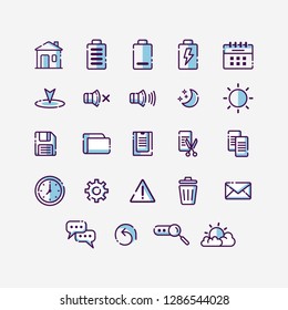 Minimalist Purple Blue Flat Line Icons for Mobile App and Business