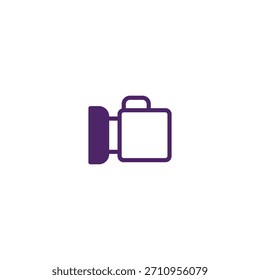 Un ícono de cámara púrpura minimalista que representa la Fotografía y la videografía. El diseño de contorno simple transmite una sensación moderna y digital, perfecta para interfaces gráficas de usuario, ilustraciones y varios