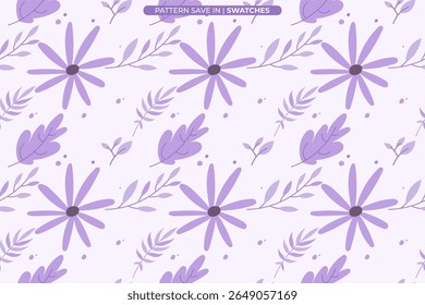 Minimalist Purple Floral Seamless Pattern