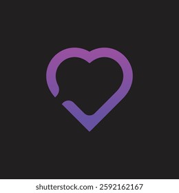 Minimalist Purple Heart Symbol with Modern Gradient Design