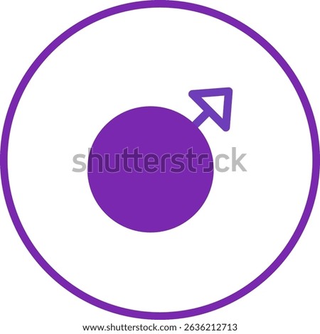 Minimalist purple male symbol icon design inside a circle for gender representation