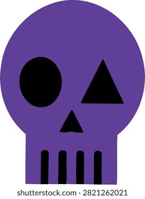 A Minimalist Purple Skull Icon Featuring Geometric Shapes Instead Of Normal Eyes
