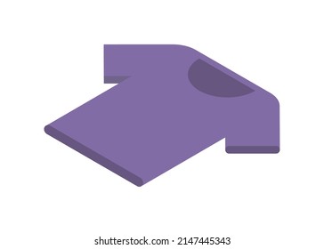 Minimalist purple violet casual t shirt with short sleeve lying down isometric 3d icon vector illustration. Simple modern daily male female teenager clothes. Shopping sale discount retail business