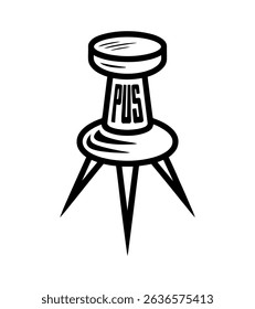 Minimalist push pin icon in outline style.