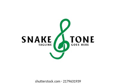 Minimalist Python Anaconda Cobra Snake Note Tone Music Instrument Logo Design Vector