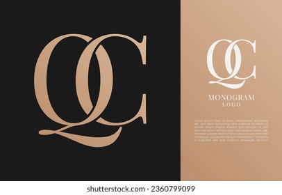 minimalist QC initial letter vintage brand and logo