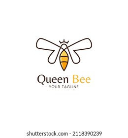 plantilla de logotipo de abeja reina minimalista