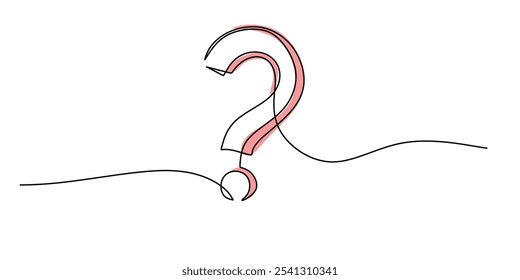 Minimalist Question Mark Design. Continuous One Line Drawing Illustrating Sign Symbol Concept.