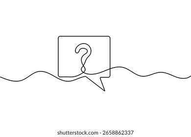 Minimalist question mark icon in continuous single line drawing vector isolated illustration