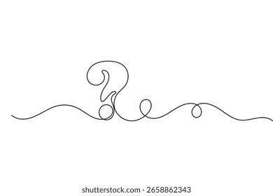 Ícone de ponto de interrogação minimalista em ilustração isolada de vetor de desenho de linha única contínua