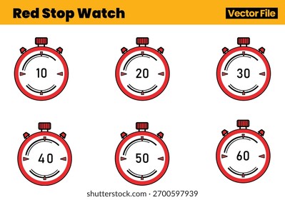 Minimalista Quick Timer Icon Set com Seis Cronômetros Indicando Predefinidos Segundo Intervalos para Visuais de Timekeeping