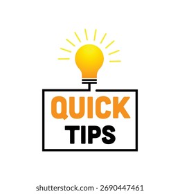Minimalist Quick Tips Design – Lightbulb with Boxed Text