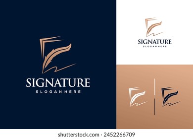 Minimalistische Quill Signature Linie und das Buch Logo Design Inspiration