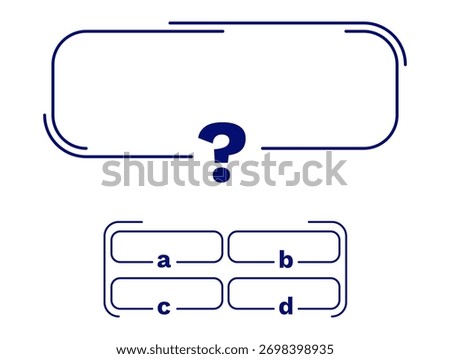 Minimalist quiz design featuring a question mark and multiple choice answers for educational use.