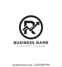 minimalist R letter Business growth logo design