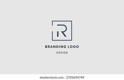 Diseño de logotipo minimalista "R" en cuadrado