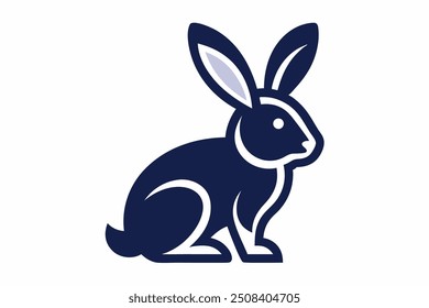 Minimalist Rabbit Icon Vector Design - White Background, Vector Illustration, Logo Icon, Cartoon Clipart