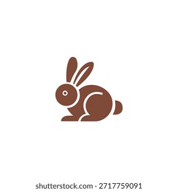 Ilustración vectorial de diseño de logotipo de conejo minimalista. Silueta de conejo marrón en estilo geométrico moderno. Plantilla simple del logotipo animal para la identidad de la marca, el negocio de la naturaleza, la tienda de mascotas o la organización de la vida silvestre.