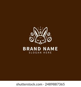 Plantilla minimalista con el logotipo de conejo, con un diseño de arte de línea elegante perfecto para la marca moderna. Este ícono de Vector es ideal para negocios enfocados en la naturaleza, mascotas o productos orgánicos.
