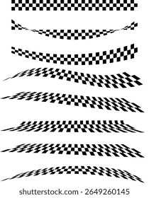 Minimalist racing stripe checkered pattern vector illustration set 