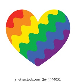 Minimalist rainbow heart icon celebrating the LGBTQ+ spectrum. Dynamic, bright, and symbolic of love, equality, and pride in June and beyond.