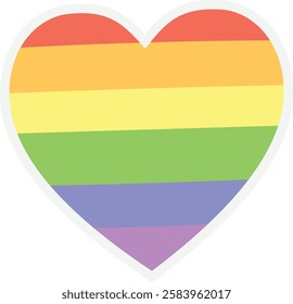 Minimalist Rainbow Heart – LGBTQ+ Pride Symbol, Love, Equality, and Diversity Representation for Social Awareness and Celebration