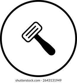 Minimalist Razor Icon in Circular Frame for Shaving and Grooming Concepts