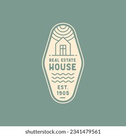 minimalist real estate house badge icon logo template vector illustration design. simple modern home builders, realtors, investors emblem logo concept