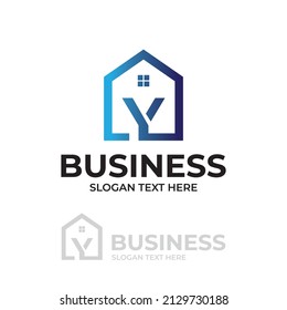 Minimalist Real estate illustration with letter Y design concept. House icon design template