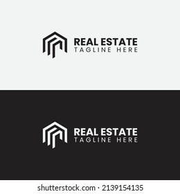 Minimalist Real Estate Line Logo. Isolated in white and black background.