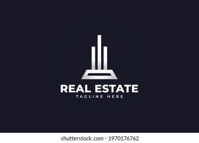 Minimalist Real Estate Logo. Construction, Architecture or Building Logo Design