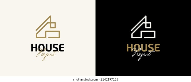 Minimalist Real Estate Logo Design with Linear Style. Simple and Minimal House Logo