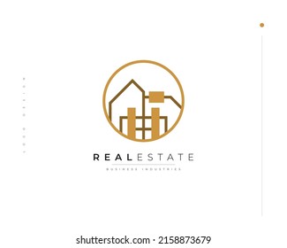 Minimalist Real Estate Logo Design with Line Style. Modern and Minimalist House Logo for Architecture or Construction Business Brand Identity