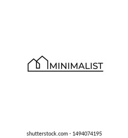 Minimalist real estate logo. Isolated in White background.