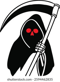 A minimalist reaper holding a grim illustration art