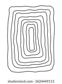 Composição minimalista da linha do retângulo. Quadrado desenhado à mão simples com linhas de contorno concêntricas. Adequado para identidade visual moderna, design de pôster e composições abstratas. Limpar formato de vetor 