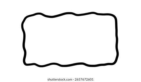 Minimalist rectangular frame with a simple, hand-drawn wavy border. A clean and creative outline for modern design projects or text.