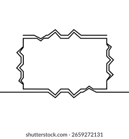 Minimalist rectangular frame with a simple, zigzag postage stamp border. A clean outline graphic for mail, philately, or vintage themes.