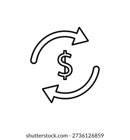 Minimalist recurring payment line icon representing subscriptions, automatic billing, and financial transactions for business and fintech projects.