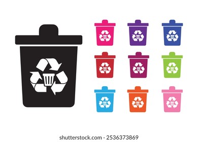 A minimalist recycle bin icon, ideal for environmental projects, eco campaigns, and sustainability designs. Perfect for modern applications emphasizing green living.