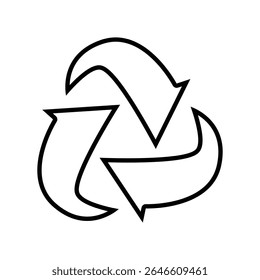 Symbole de contour de recyclage minimaliste, graphique d'Image vectorielle pour les projets.