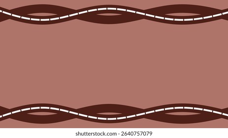 Minimalist red background with curved dashed lines on top and bottom, forming a wavy decorative frame. copy space. Perfect for banners, presentations, or design templates.