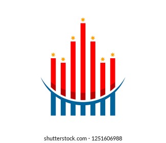 minimalist red bar chart skyscraper design